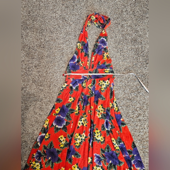 2000s Free People Brightly Colored Floral Coctail Dress - Picture 8 of 12